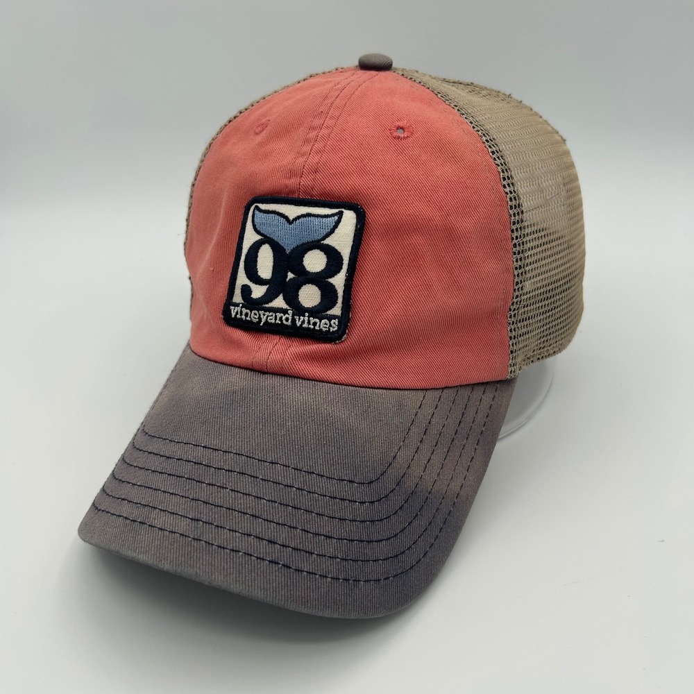 Vineyard Vines Trucker Hat 98 Whale Logo Unisex OSFA Red Preppy Coastal